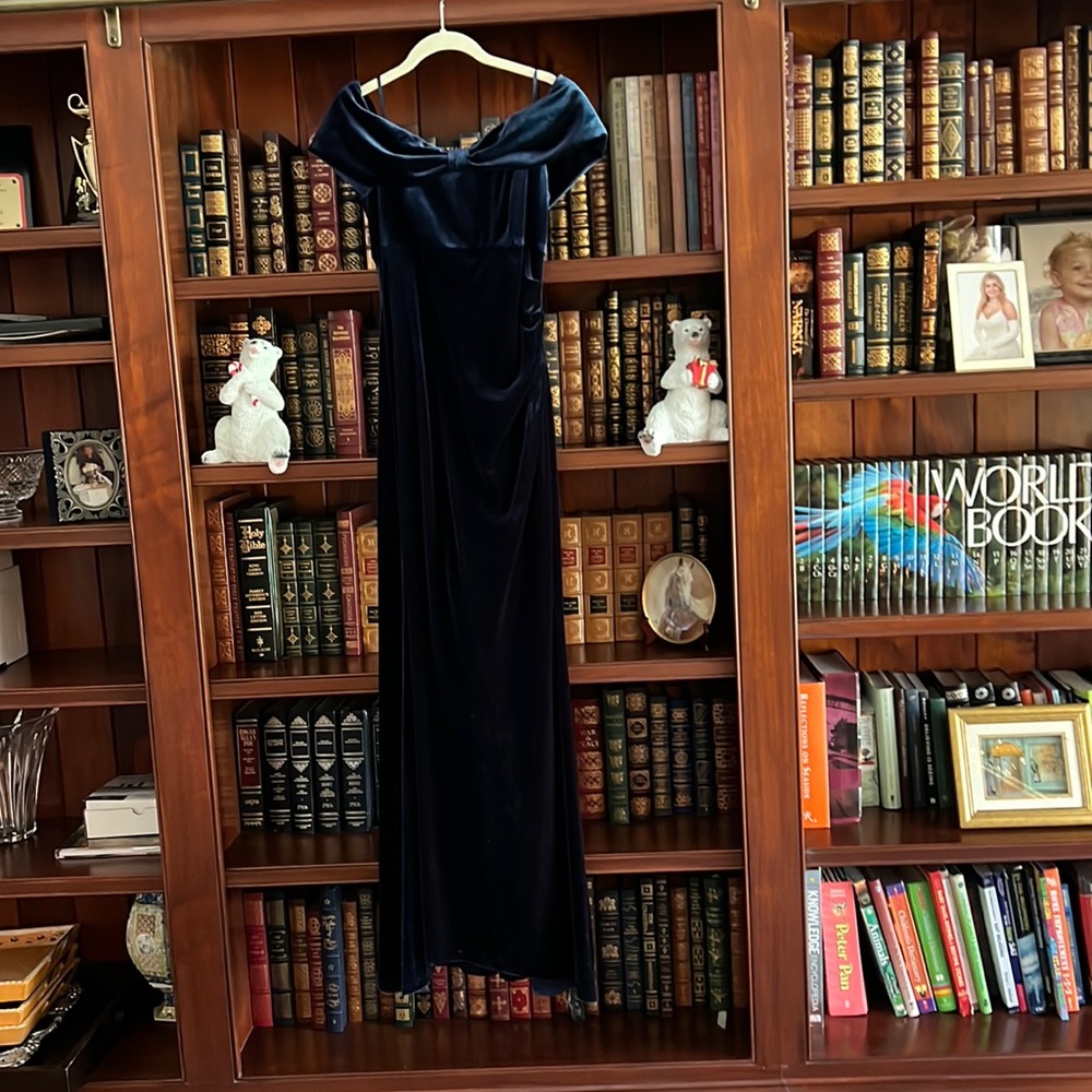 Midnight blue soft velvet ball gown, size 6